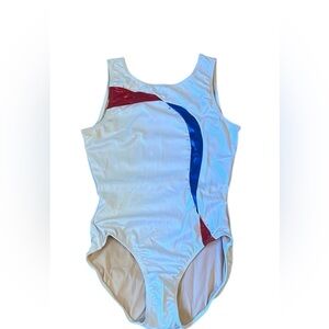 Axis Activewear Red White Blue Lined Rhinestone
Gymnastic Leotard